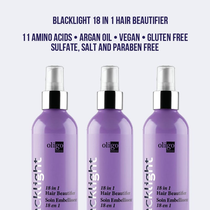 Oligo Professionnel - Blacklight 18-in-1 Hair Beautifier for blondes - Vegan - Paraben free - Anti Frizz - Heat Protectant Leave-in Conditioner - Argan Oil - Detangling Hydrating Spray - 8.5oz - Image 4