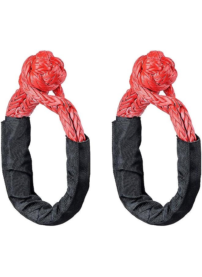 ANZIO Black Red Soft Shackle Rope Synthetic 38,000 lbs Breaking Strength- WLL 15,000 Winch Rope 3/8" 1/2" Truck KFI Ramsey UTV ATV  - Image 1