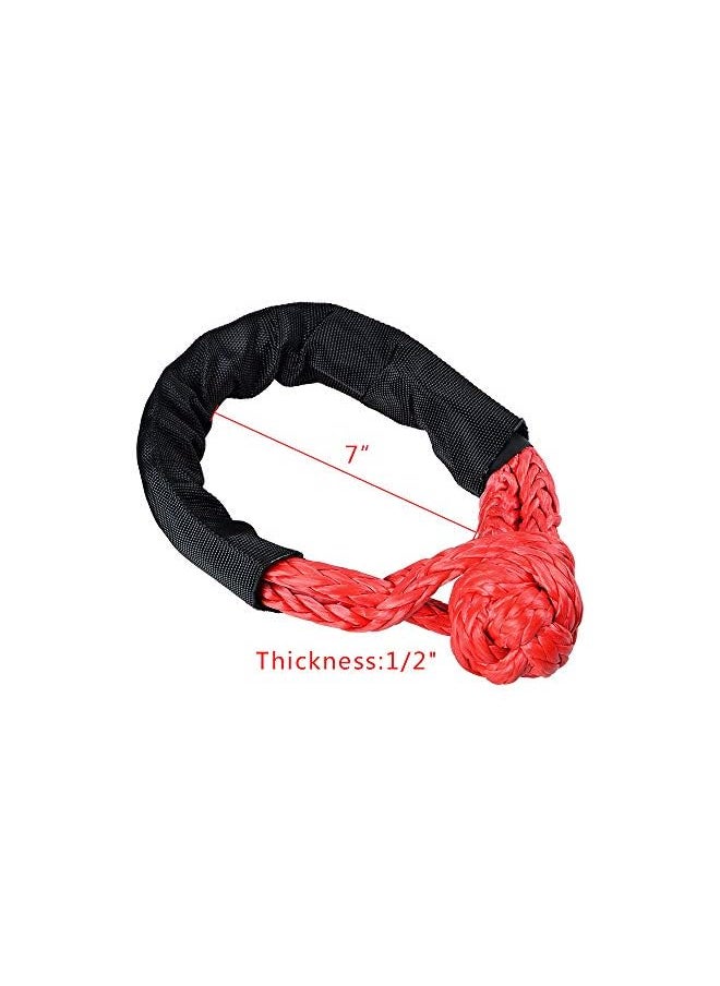 ANZIO Black Red Soft Shackle Rope Synthetic 38,000 lbs Breaking Strength- WLL 15,000 Winch Rope 3/8" 1/2" Truck KFI Ramsey UTV ATV  - Image 3