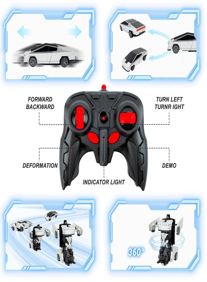 Rakay Remote Control Cyber Truck Toy for Boys, 2.4GHz RC Transform Pickup Cars Robot Toy, 1:18 Scale One-Button Deformation 360°Rotation with Lights, Gifts for Boys Age 3 4 5 6 7 8 9 10 11 12 - Image 5