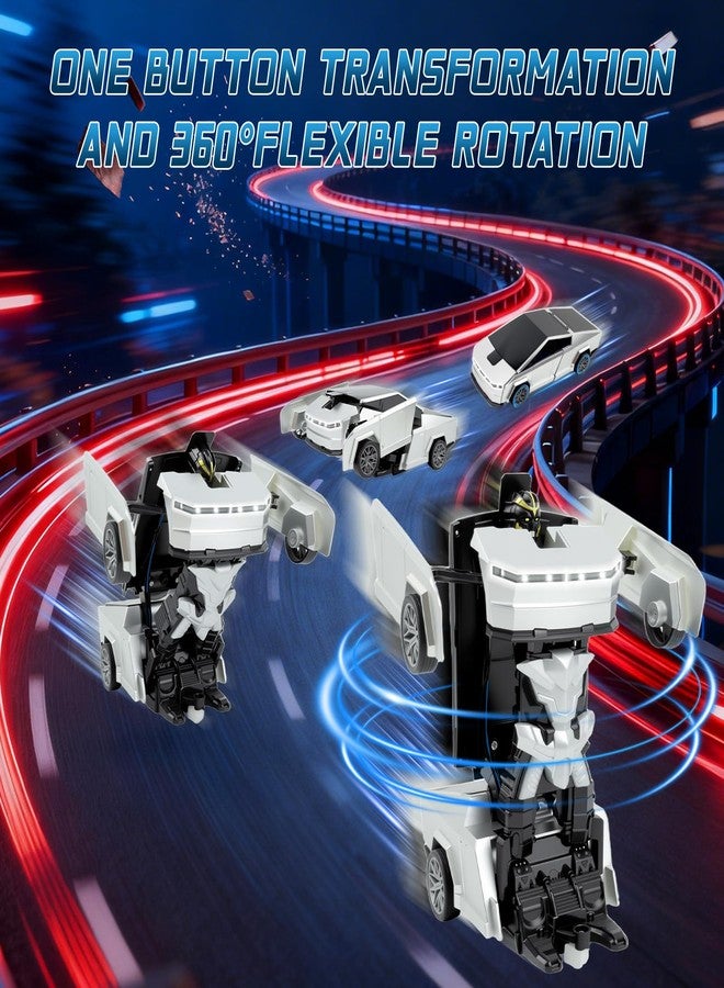 Rakay Remote Control Cyber Truck Toy for Boys, 2.4GHz RC Transform Pickup Cars Robot Toy, 1:18 Scale One-Button Deformation 360°Rotation with Lights, Gifts for Boys Age 3 4 5 6 7 8 9 10 11 12 - Image 2