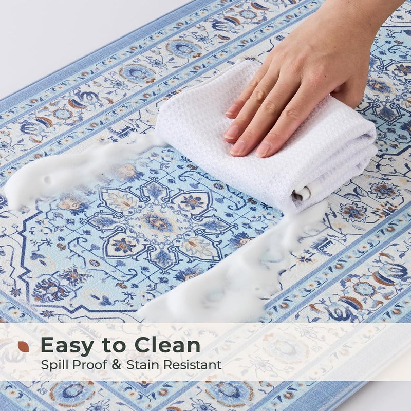 Fresh Mint Anti Fatigue Kitchen Mats Set 2 PCS, Waterproof & Non-Skid Medallion Kitchen Rugs, Cushioned Kitchen Floor Mats for Standing Washable Comfort Kitchen Runners for Lanudry, Office, Sink - Image 4