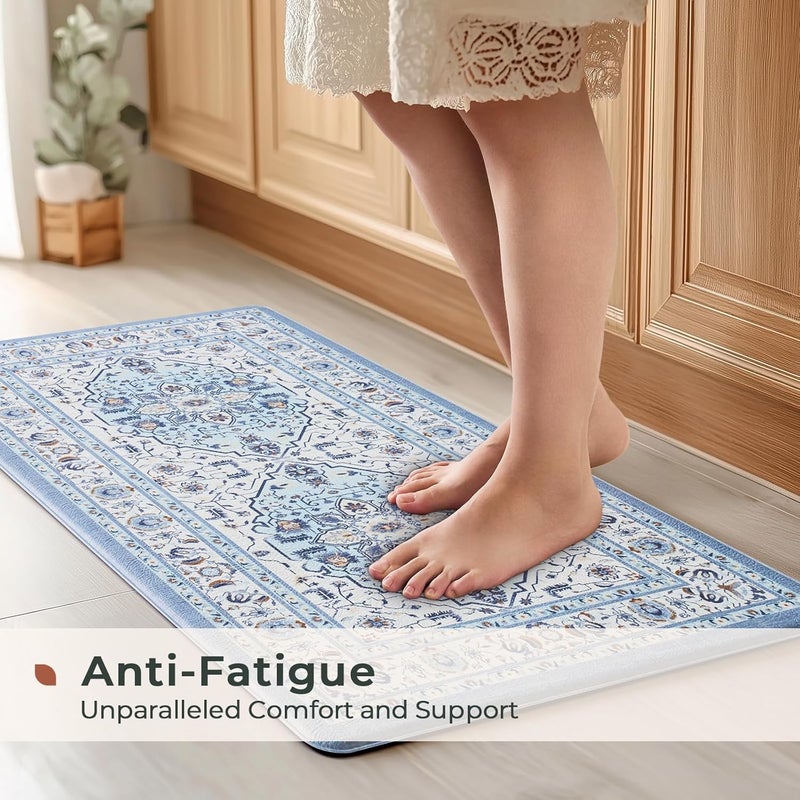 Fresh Mint Anti Fatigue Kitchen Mats Set 2 PCS, Waterproof & Non-Skid Medallion Kitchen Rugs, Cushioned Kitchen Floor Mats for Standing Washable Comfort Kitchen Runners for Lanudry, Office, Sink - Image 3