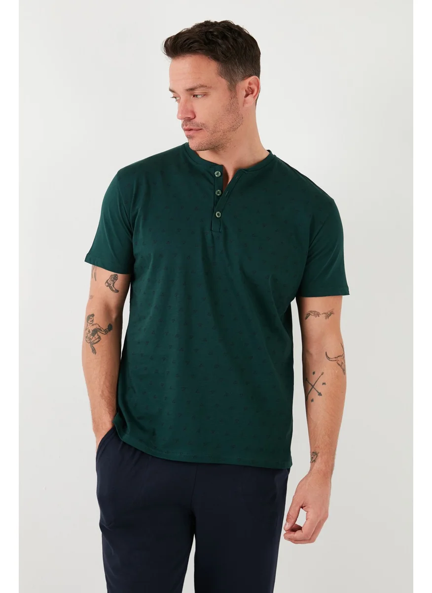 Buratti Cotton Regular Fit Short Sleeve Men's Pajama Set with Elastic Waist 6572009