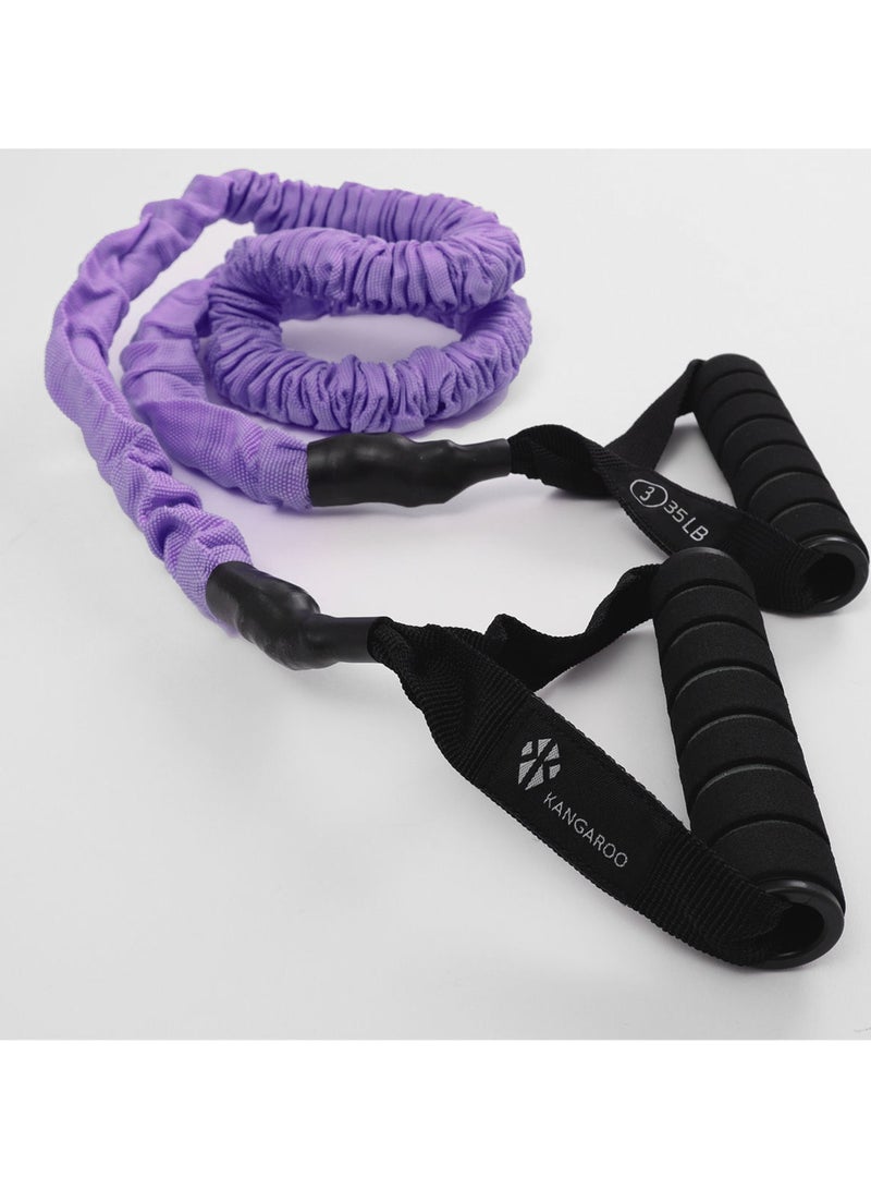 Kangaroo Single Resistance Rope – Purple, High Resistance, Pure Rubber, Polyester Coated, Fitness & Strength Training - Image 3