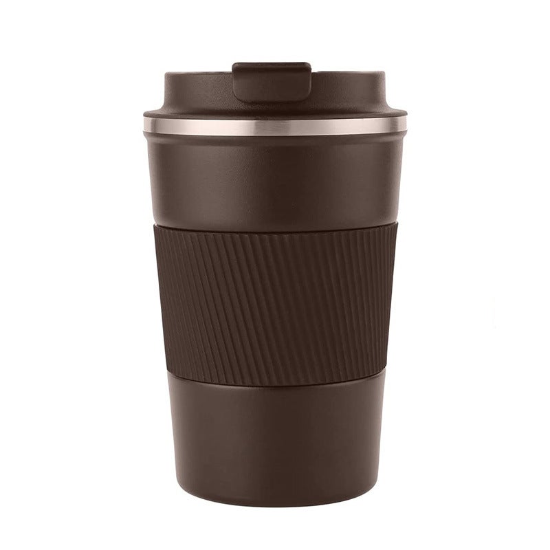 New 304 Stainless Steel Coffee Cup with Silicone Sleeve Dark brown