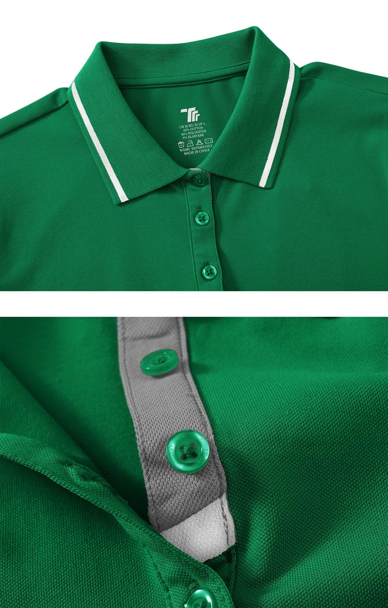 YSENTO Women Tennis Dress Short Sleeve UPF 50+ Activewear Athletic Polo Golf Dresses Green XL - Image 5