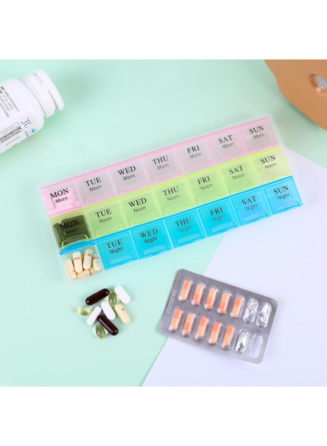 Large Weekly Pill Organizer 3 Times A Day - 7 Day Medicine Dispenser Box with 21 Compartments for Morning, Noon, and Night | Portable, Moisture-Proof Travel Pill Case for Pills, Vitamins, Fish Oil, and Supplements | Exceptional Contoured Design with Bold, Easy-to-Read Lettering. - Image 3
