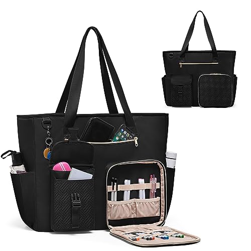 Fasrom XXL Teacher Bag for Work Women with 15.6 inches Laptop Compartment, Extra Large Utility Nurse Tote Bags to Hold Office Supplies, Work Files & More, Black (Patent Design) - Image 1