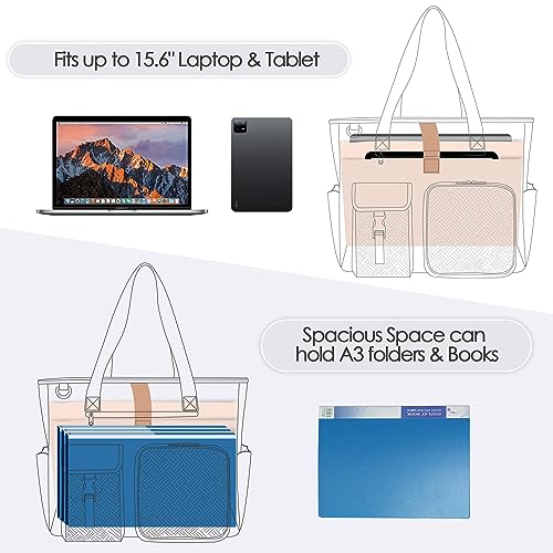 Fasrom XXL Teacher Bag for Work Women with 15.6 inches Laptop Compartment, Extra Large Utility Nurse Tote Bags to Hold Office Supplies, Work Files & More, Black (Patent Design) - Image 3