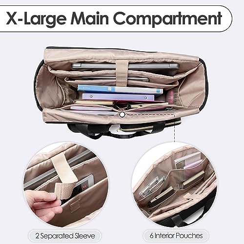 Fasrom XXL Teacher Bag for Work Women with 15.6 inches Laptop Compartment, Extra Large Utility Nurse Tote Bags to Hold Office Supplies, Work Files & More, Black (Patent Design) - Image 2