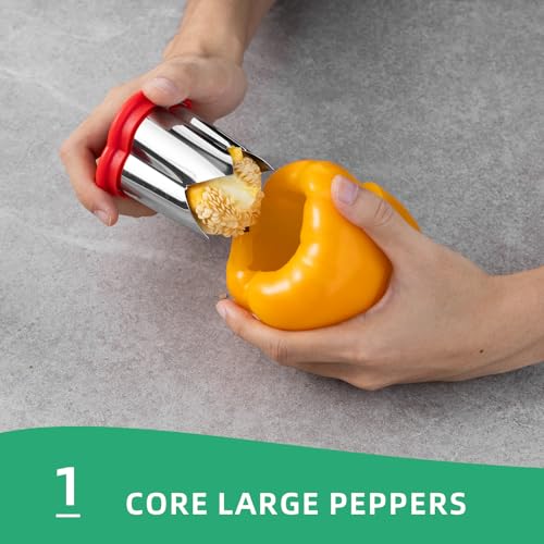 Mage Crab Pepper Seed Corer Remover, Upgrade 2 in 1 Bell Pepper Cutter Quickly Cutting and Deseeding Bell Pepper Corer Tool for Vegetables Kitchen Gadget - Image 2