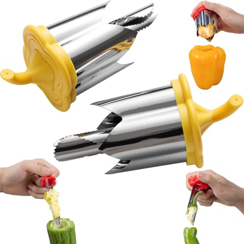 Mage Crab Pepper Seed Corer Remover, Upgrade 2 in 1 Bell Pepper Cutter Quickly Cutting and Deseeding Bell Pepper Corer Tool for Vegetables Kitchen Gadget - Image 1