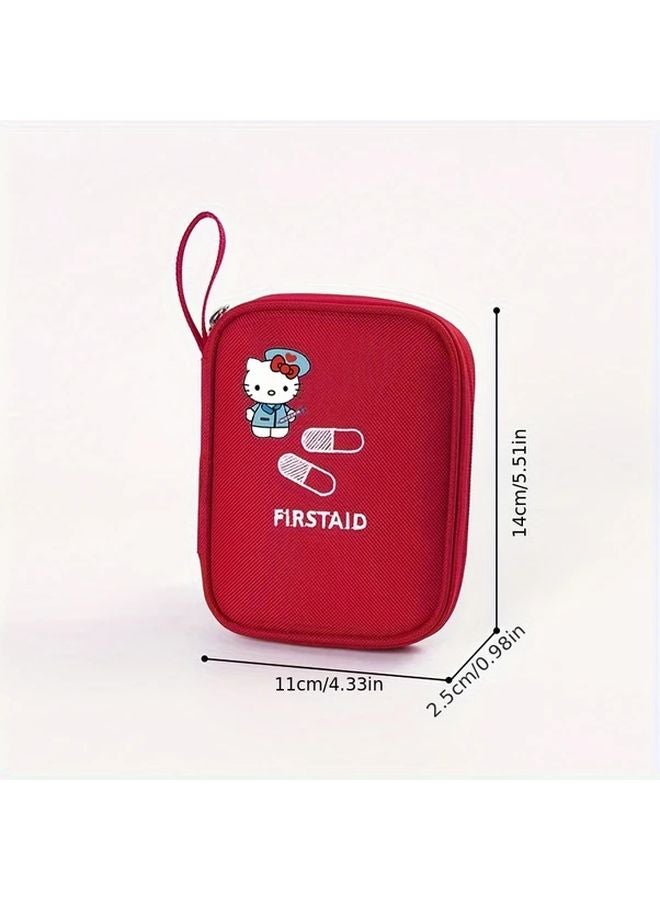 Red Hello Kitty Portable First Aid Kit Travel Emergency Medical Supplies Organizer Pouch - Image 1