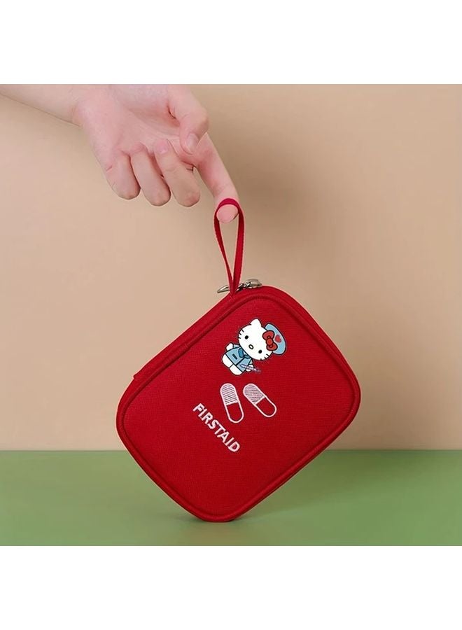 Red Hello Kitty Portable First Aid Kit Travel Emergency Medical Supplies Organizer Pouch - Image 3