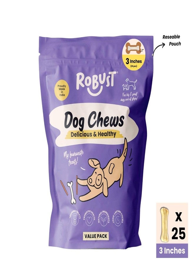 Robust Long Lasting All-Natural Dog Chew Bones to Keep Your Dog Entertained - 3 Inches (25 Units) | Premium Compressed Rawhide Chews for Small, Medium & Large Dogs - Image 2