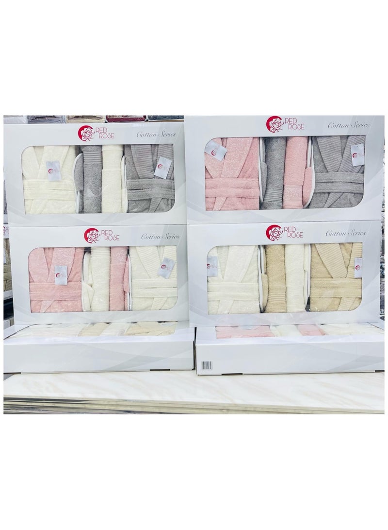 ريد روز طقم روب حمام تركي قطن100٪ عصري مكون من 11قطعة: تجربة فاخرة للراحة والأناقةبخامة قطنية عالية الجودة - Image 1