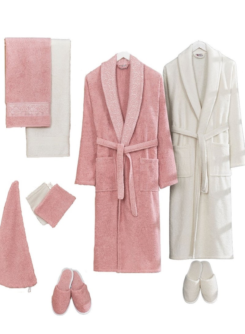 ريد روز طقم روب حمام تركي قطن100٪ عصري مكون من 11قطعة: تجربة فاخرة للراحة والأناقةبخامة قطنية عالية الجودة - Image 2