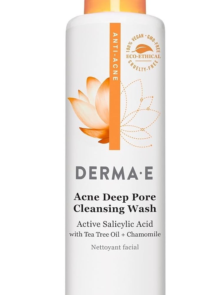 derma-e Derma E Acne Deep Pore Cleansing Wash with 2% Salicylic Acid, Tea Tree Oil & Chamomile - 6 Fl Oz (175 mL) - Image 1