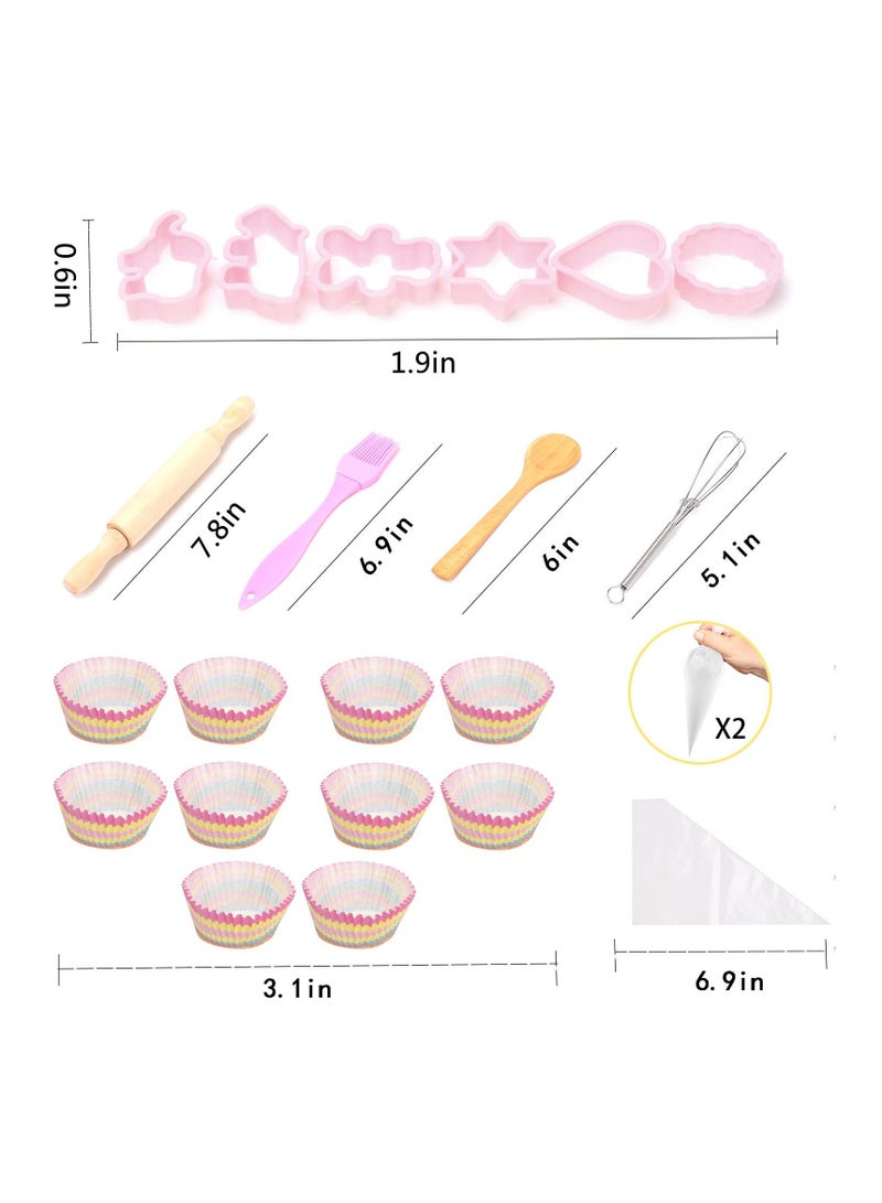 SYOSI SYOSI Cooking and Baking Set for Kids, 26 Pcs Baking Kit for Boys and Girls Kids Chef Role Play Costume Set with Apron/Hat/Cooking Mitt/Utensils/Cupcake Molds for Toddler Ages 3+ - Image 3
