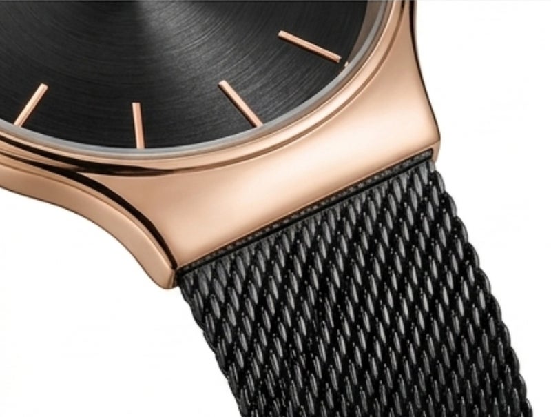Elanova The Elanova watch is elegant with a stainless steel Milanese mesh strap and rose gold hour markers. - Image 4