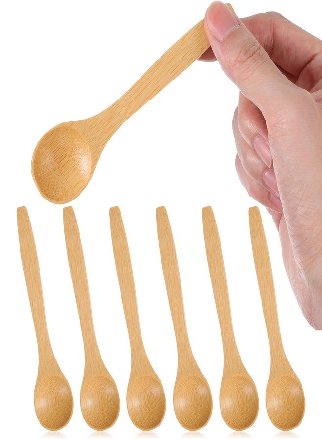 Shimmeroo 6PCS Bamboo Spoons, Mini Wooden Spoons 5.12 Inch, Multi-purpose Small Teaspoons for Condiments Spices Honey Ice Cream Coffee Kitchen & Serving Utensils - Image 1