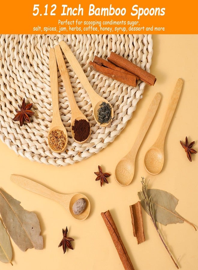 Shimmeroo 6PCS Bamboo Spoons, Mini Wooden Spoons 5.12 Inch, Multi-purpose Small Teaspoons for Condiments Spices Honey Ice Cream Coffee Kitchen & Serving Utensils - Image 4