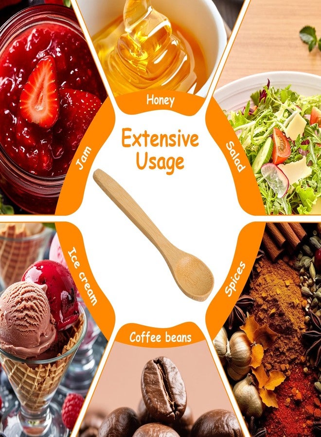 Shimmeroo 6PCS Bamboo Spoons, Mini Wooden Spoons 5.12 Inch, Multi-purpose Small Teaspoons for Condiments Spices Honey Ice Cream Coffee Kitchen & Serving Utensils - Image 5