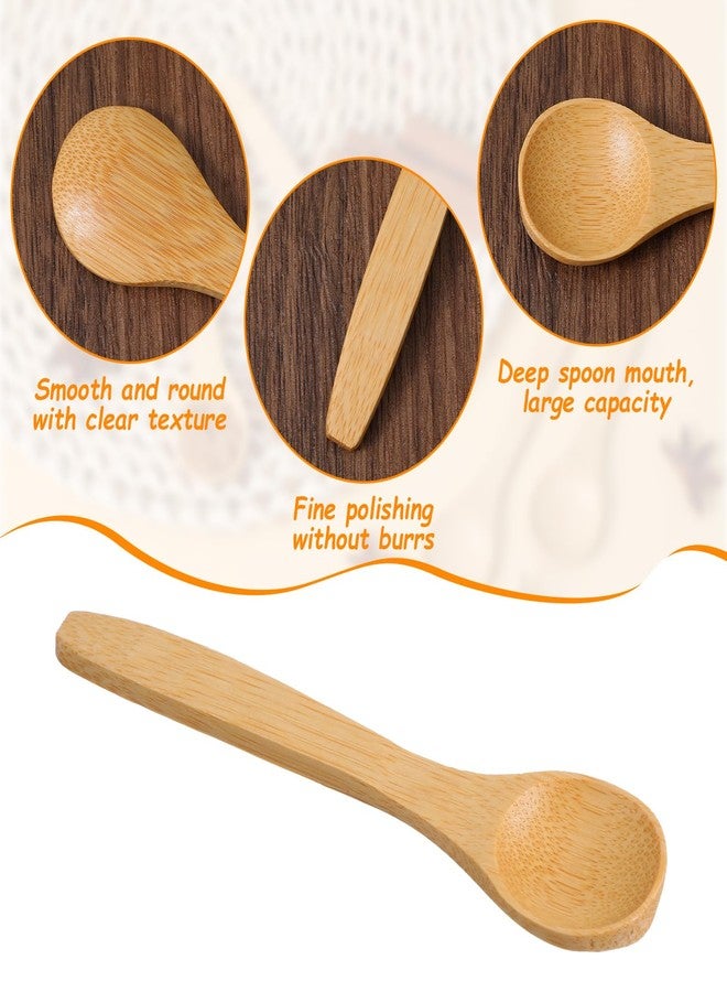 Shimmeroo 6PCS Bamboo Spoons, Mini Wooden Spoons 5.12 Inch, Multi-purpose Small Teaspoons for Condiments Spices Honey Ice Cream Coffee Kitchen & Serving Utensils - Image 3