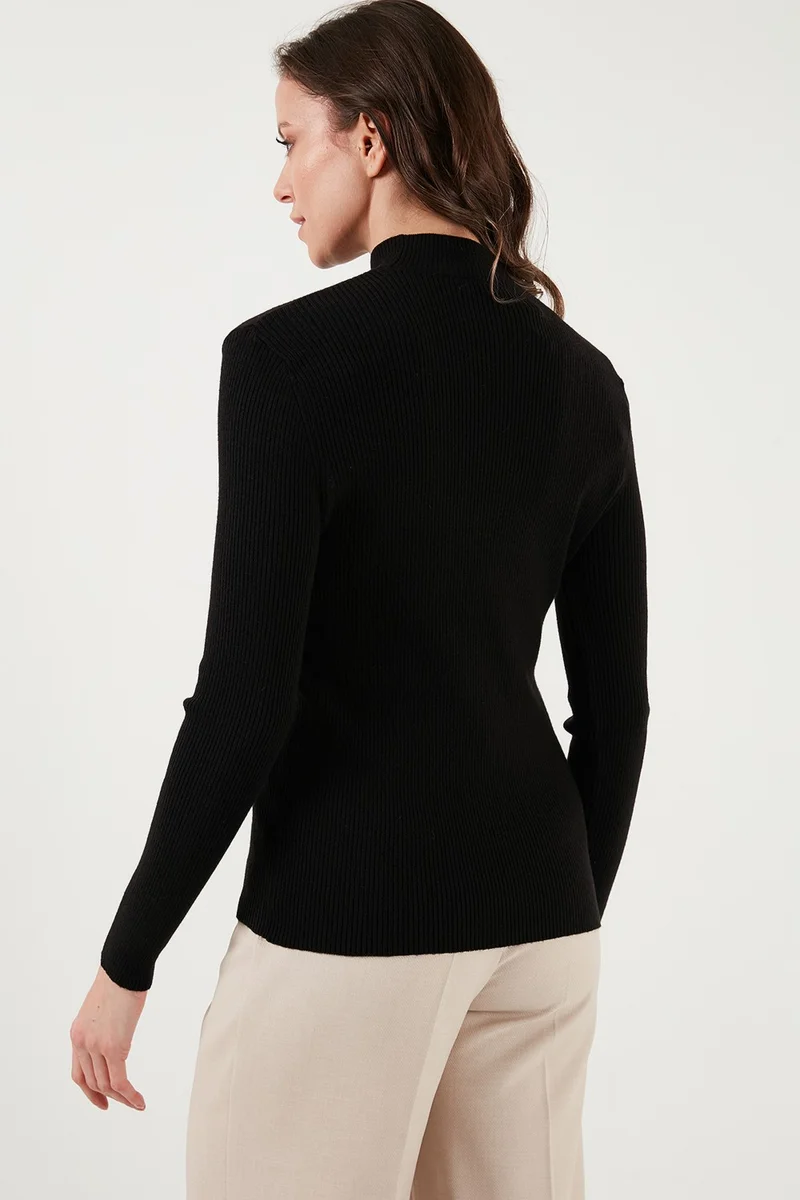 Fashion Friends Regular Fit Stand Collar Window Detailed Sweater Women's Sweater 24K0123K1