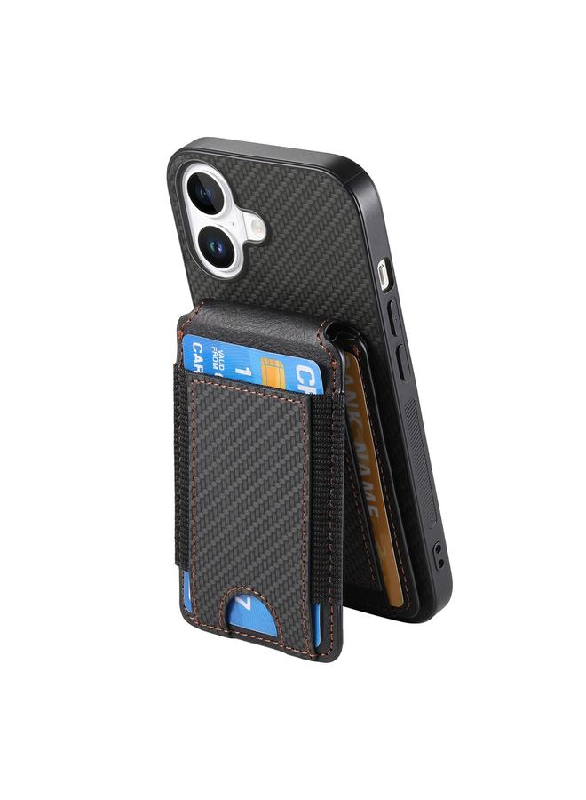 S-TOP Case For iPhone 16 Carbon Fiber Vertical Flip Wallet Stand Phone Case - Image 4