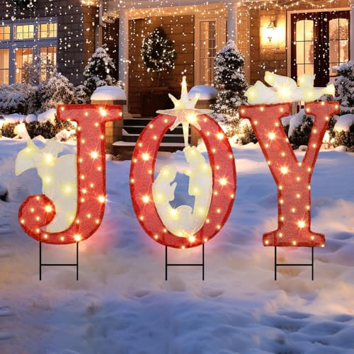 JETEHO 3089 Inch Nativity Outdoor Christmas Decorations 3 PCS Nativity Sets with Gold Star for Home Lawn - Image 1