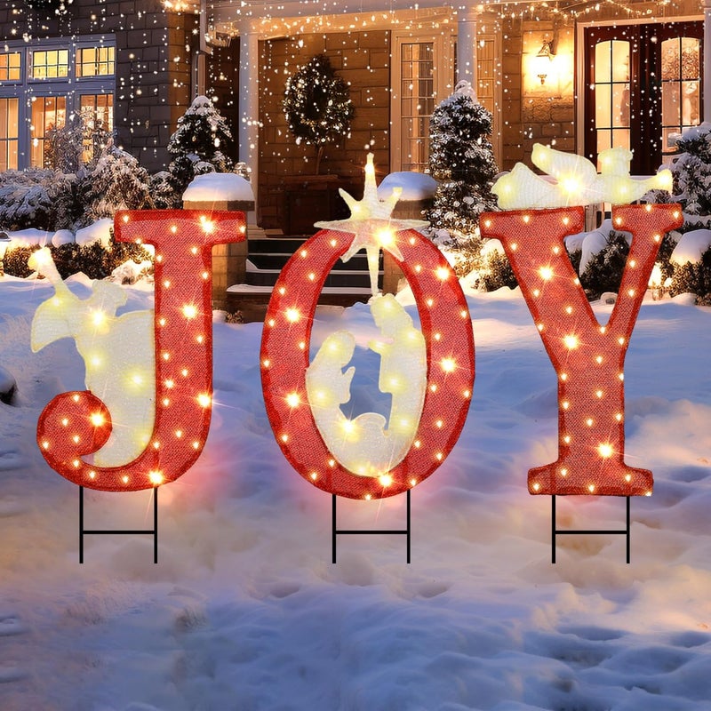 JETEHO 3089 Inch Nativity Outdoor Christmas Decorations 3 PCS Nativity Sets with Gold Star for Home Lawn - Image 2