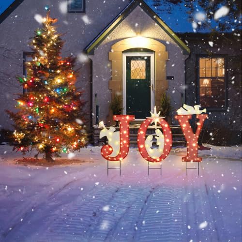 JETEHO 3089 Inch Nativity Outdoor Christmas Decorations 3 PCS Nativity Sets with Gold Star for Home Lawn - Image 3