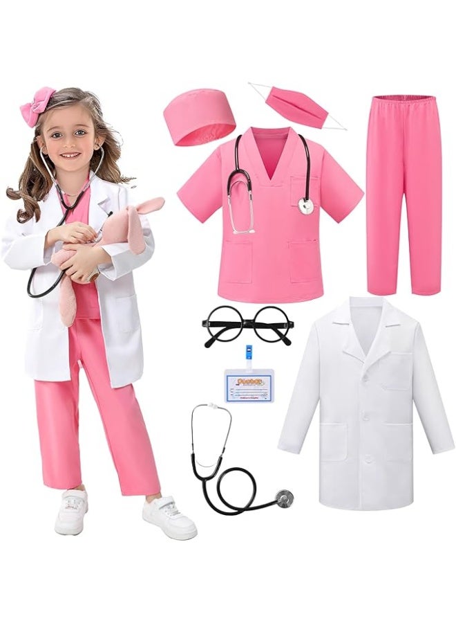 Relex Kids Doctor Costume Set Doctor Gowns with Stethoscope Halloween Nurse Costumes Clothes - Image 1