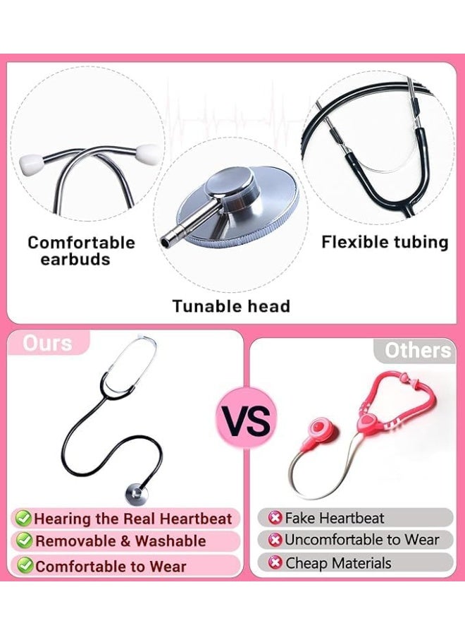 Relex Kids Doctor Costume Set Doctor Gowns with Stethoscope Halloween Nurse Costumes Clothes - Image 2