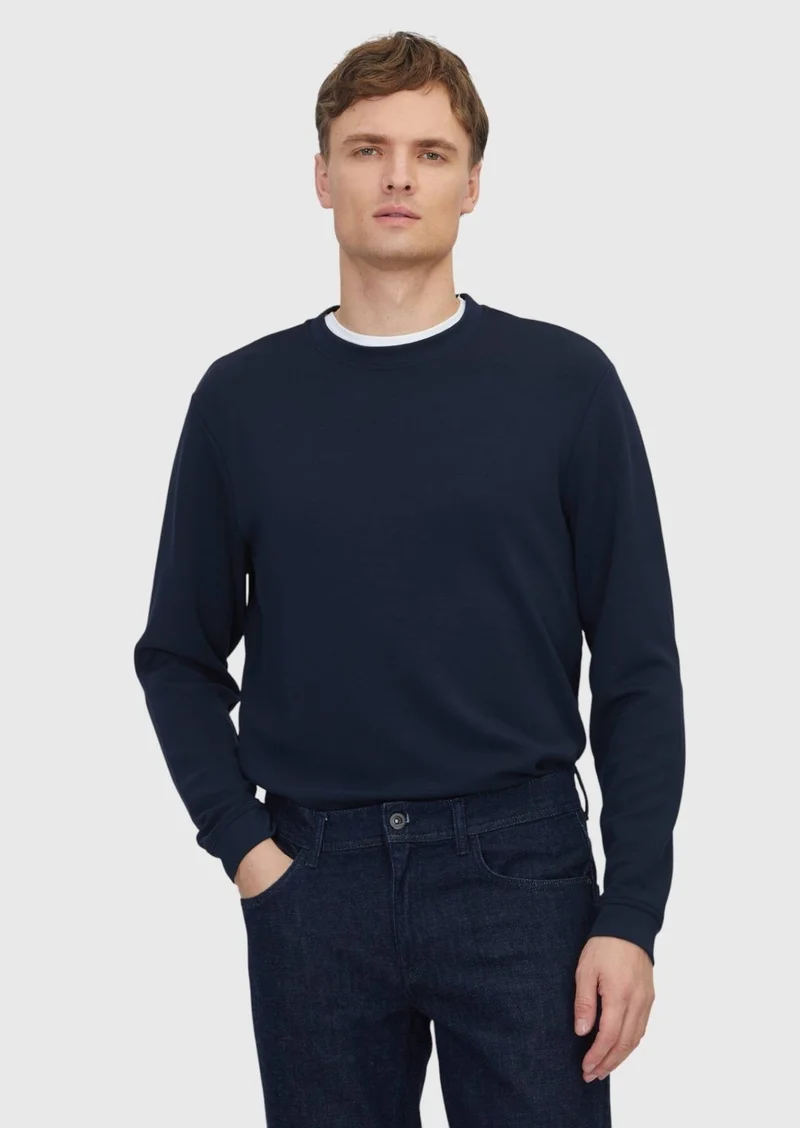 Ramsey Navy Blue Crew Neck Plain Sweatshirt