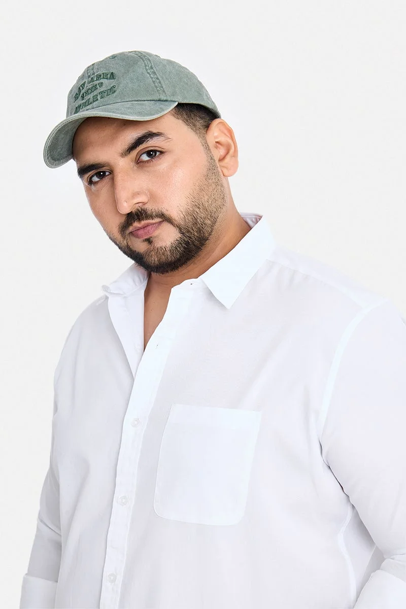 سنيتش White Solid Long Sleeve Regular Fit Casual Plus Size Shirt