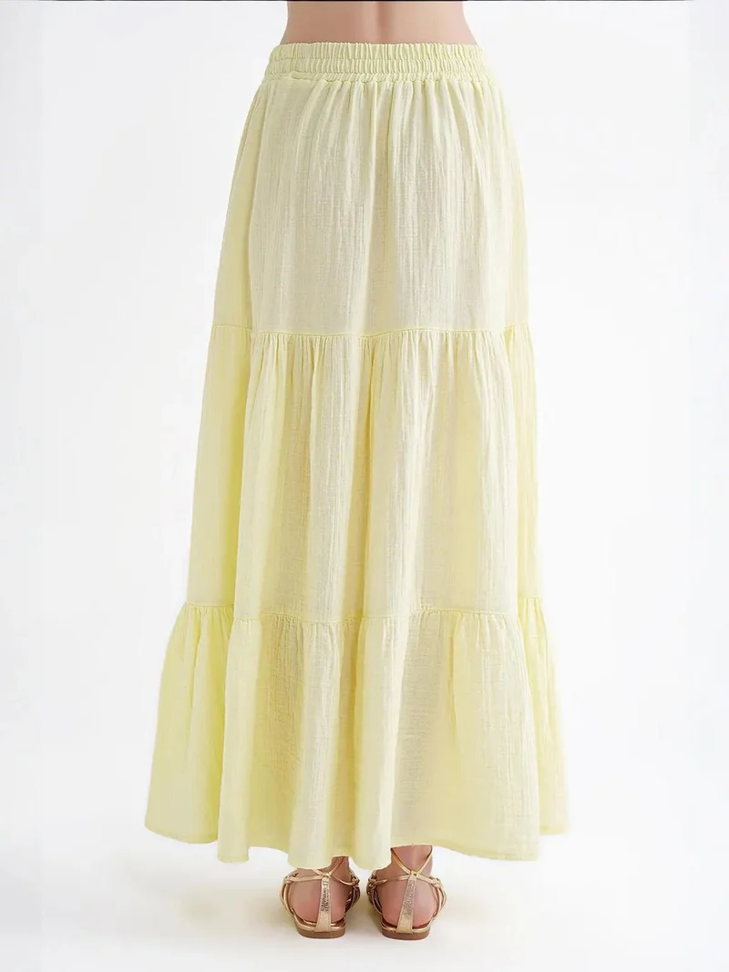 MixRay Amber Yellow Mixray Maxi Cotton Skirt for Women | Best Price UAE