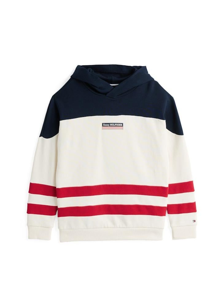 TOMMY HILFIGER Youth Monotype Strip Colourblock Hoodie  - Image 4