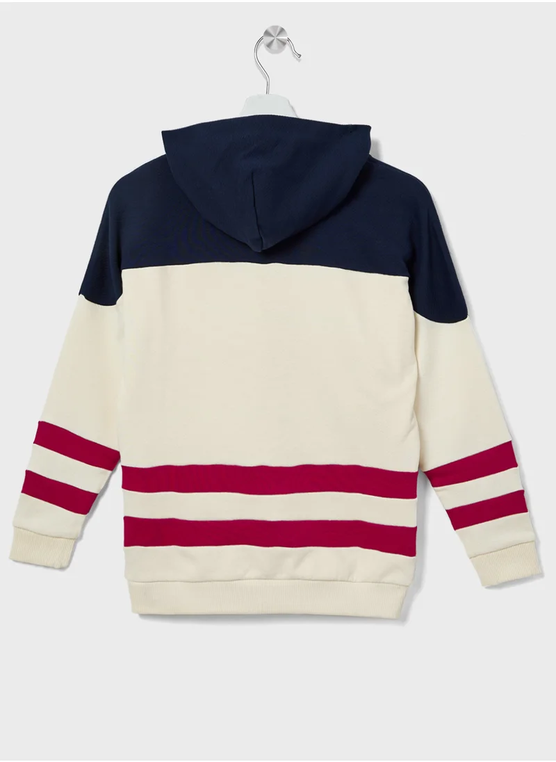 تومي هيلفيغر Youth Monotype Strip Colourblock Hoodie