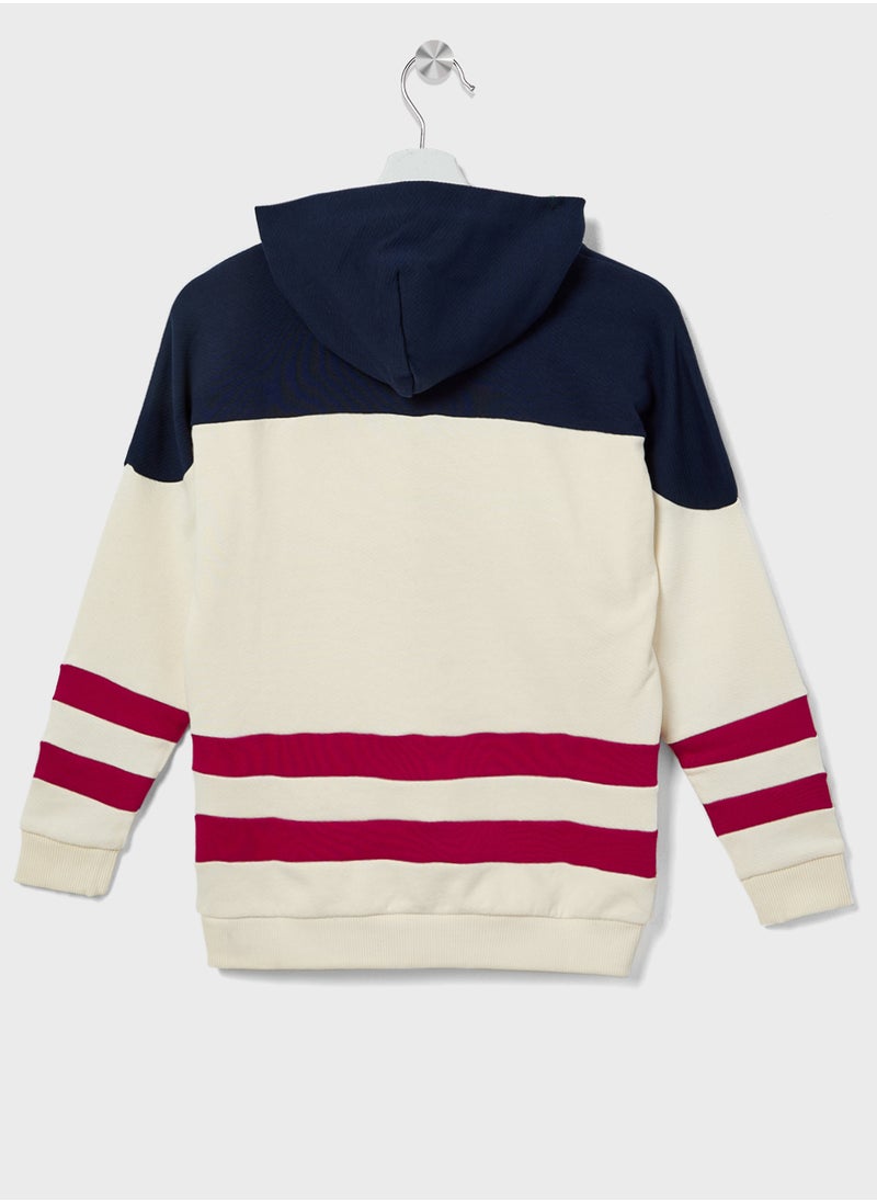 TOMMY HILFIGER Youth Monotype Strip Colourblock Hoodie  - Image 2