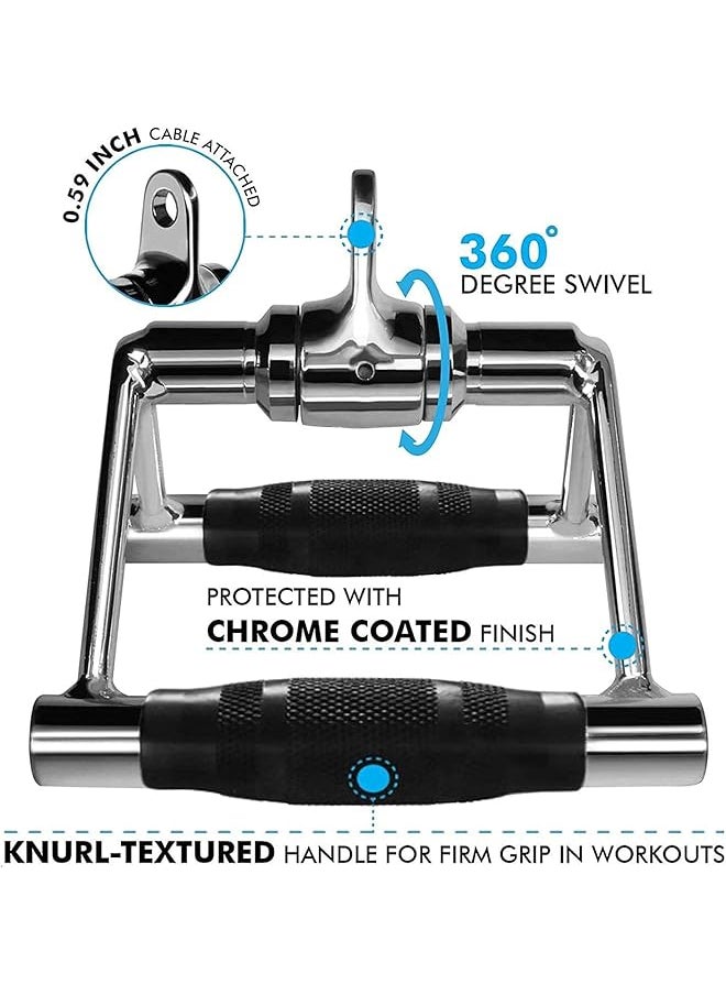 erorex - Double D Row Handle Cable Attachment - V Bar Cable Attachment With Non Slip Handle, Lat Pull Down Attachment For Weight Workout, Exercise Cable Attachment For Gym - Image 1