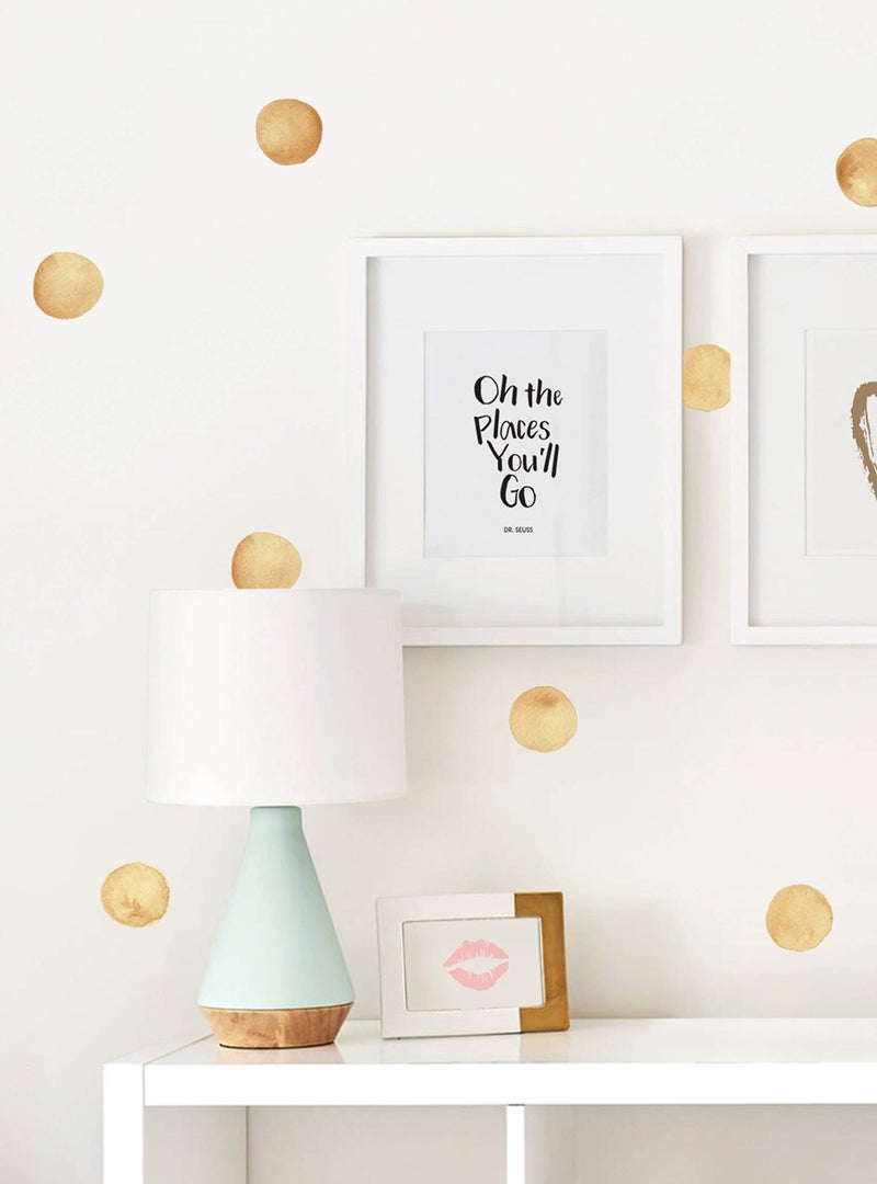 Simple Shapes Watercolor Dots Wall Stickers Gold