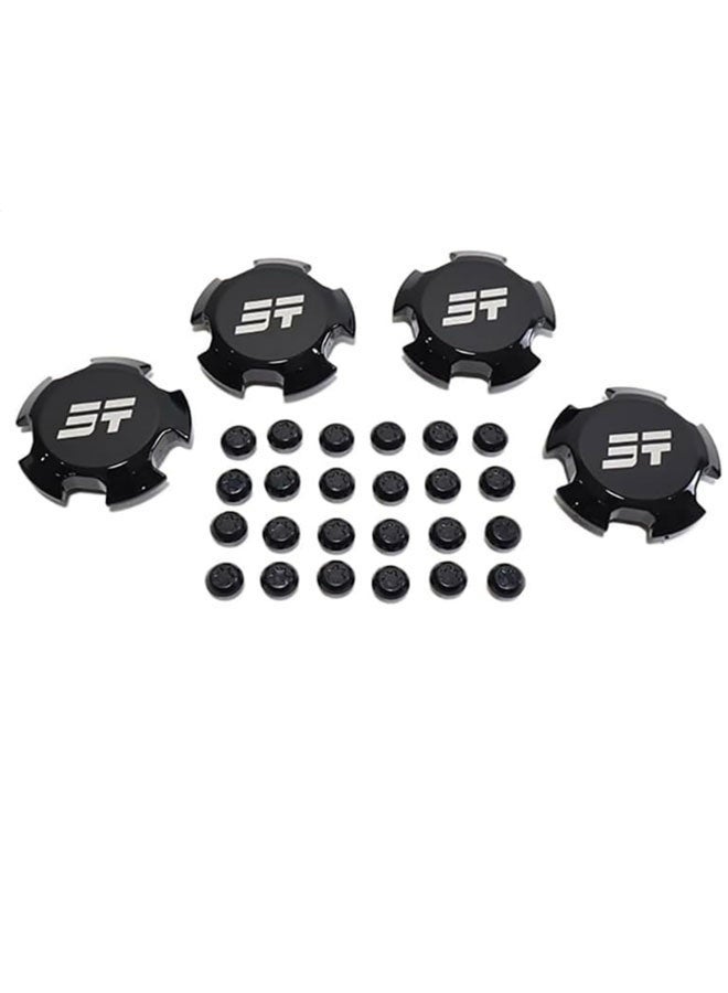 اس اف مجموعة أغطية محور العجلة السوداء SF + أغطية صواميل العجلة، ملحقات قطع غيار العجلات - مادة ABS، مقاومة للخدش، متينة، تصميم متكامل (أسود لامع) - Image 2