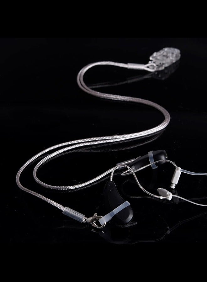 Tingoton Tingoton Set of 4 Hearing Aid Clips, Adjustable Hearing Aid Lanyard Anti-Lost BTE Clip String with 12 Pairs Silicone Loops, Hearing Protection Accessories for Adults & Kids, Binaural, Grey  - Image 4