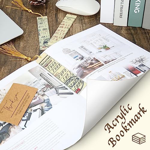 Tanfeine Bookmark for Book Lovers, Vintage Library Due Date Card Bookmarks Set, 4pcs Creative Acrylic Bookmarks for Men Women Book Lovers, Book Accessories Gift for Birthday, Teachers Appreciation - Image 4