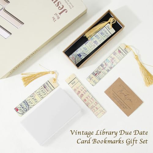 Tanfeine Bookmark for Book Lovers, Vintage Library Due Date Card Bookmarks Set, 4pcs Creative Acrylic Bookmarks for Men Women Book Lovers, Book Accessories Gift for Birthday, Teachers Appreciation - Image 3