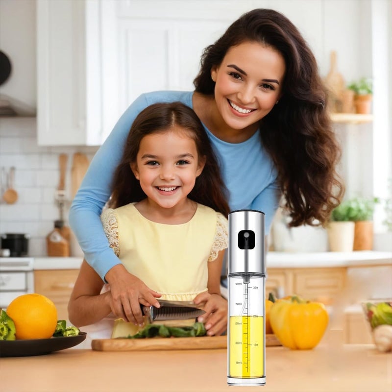 Duomama 100ml Glass Oil Sprayer with Brush & Funnel - Olive Oil Mister for Air Fryer, Salad, BBQ, Roasting - Healthy Cooking Spray Bottle - Easy Kitchen Tool for Grilling - Image 3