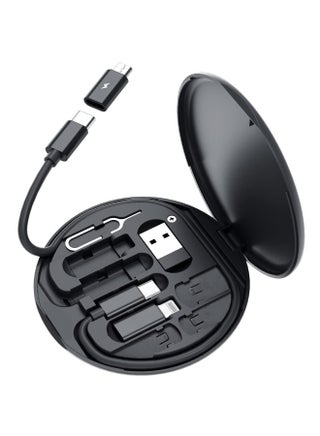 Multi USB Charging Adapter Cable Kit, USB C to iOS Device Cable Box, Conversion Set USB A & Type C to Male Micro/Type C/iOS Device, Data Transfer, Card Storage, Tray Eject Pin, Phone Holder (Black) - pzsku/Z0579F0A98DCACB3706ACZ/45/1747104950/0150e26e-e3ce-4e3e-9ff9-ed27984e9e5e